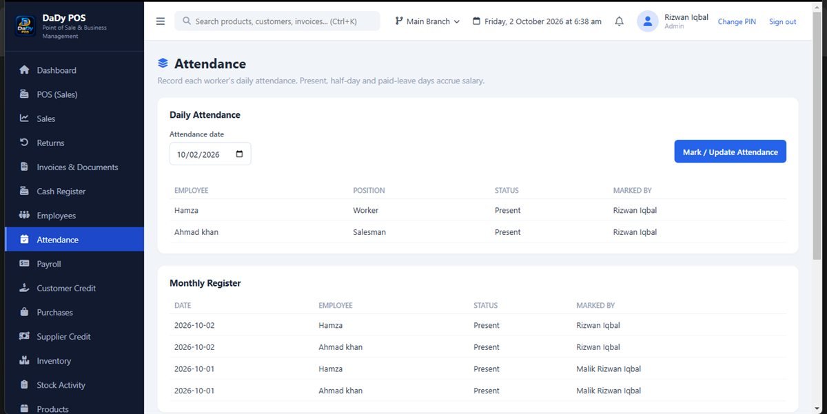 Transaction records screen in DaDy POS