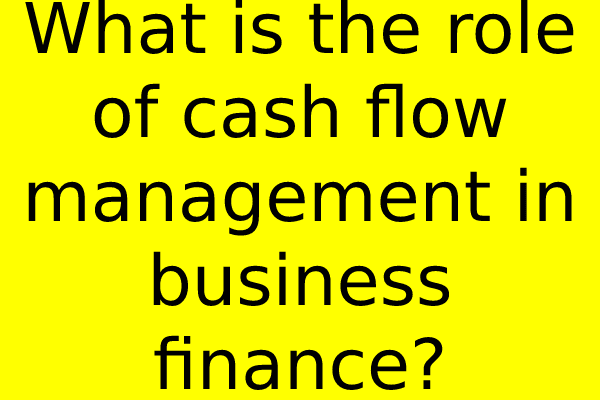 What is the role of cash flow management in business finance?