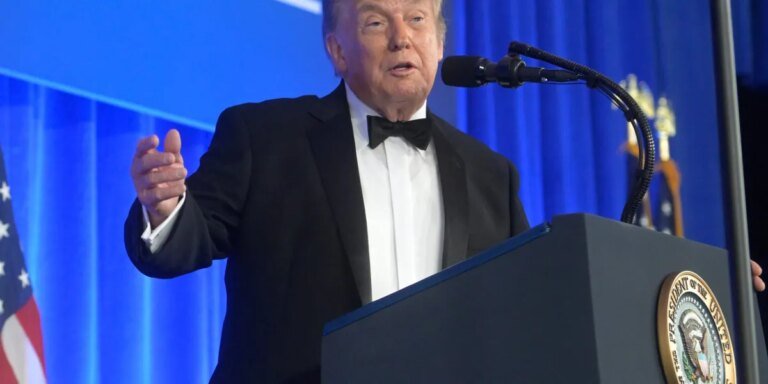 Trump gives rambling, insult-filled remarks at correspondents’ dinner and turns on his speechwriters