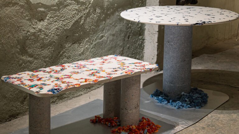 Textile Waste Turns Into Artificial Stone in Chromaterico Furniture Collection