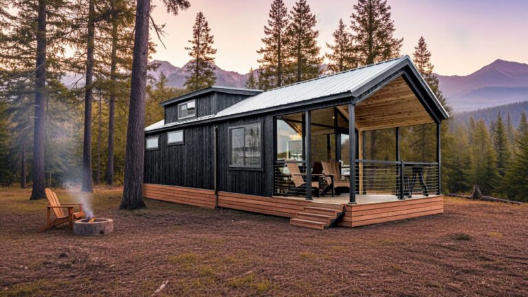 Scandinavian Sierra Tiny House Fits Covered Porch, Fireplace, Sleeps Six