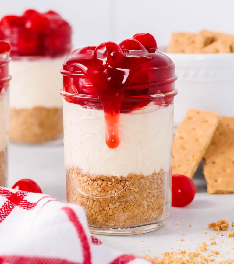 No Bake Cherry Cheesecake Jars