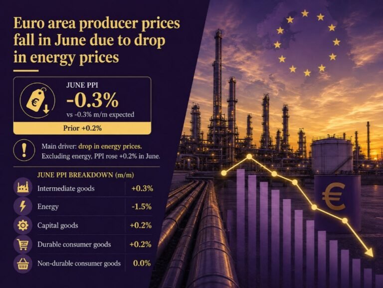Drop in energy prices drive fall in Eurozone producer prices in June