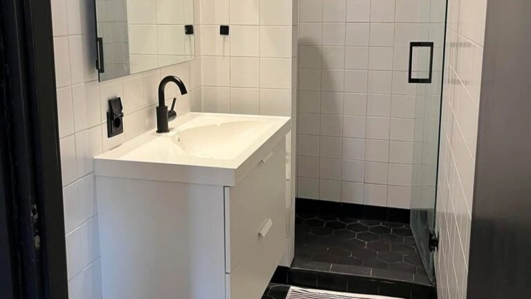 Green Vertical Tile Replaced the Black-and-White Shower and Changed the Entire Bathroom