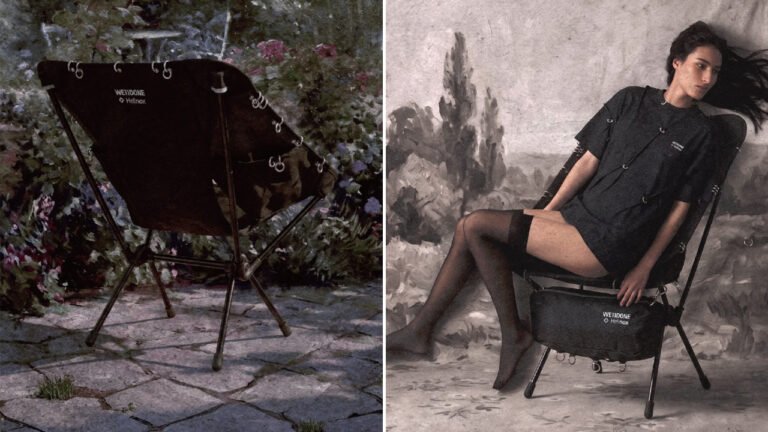 WE11DONE x Helinox Camping Chair has Draped Tailoring, Metal Piercing